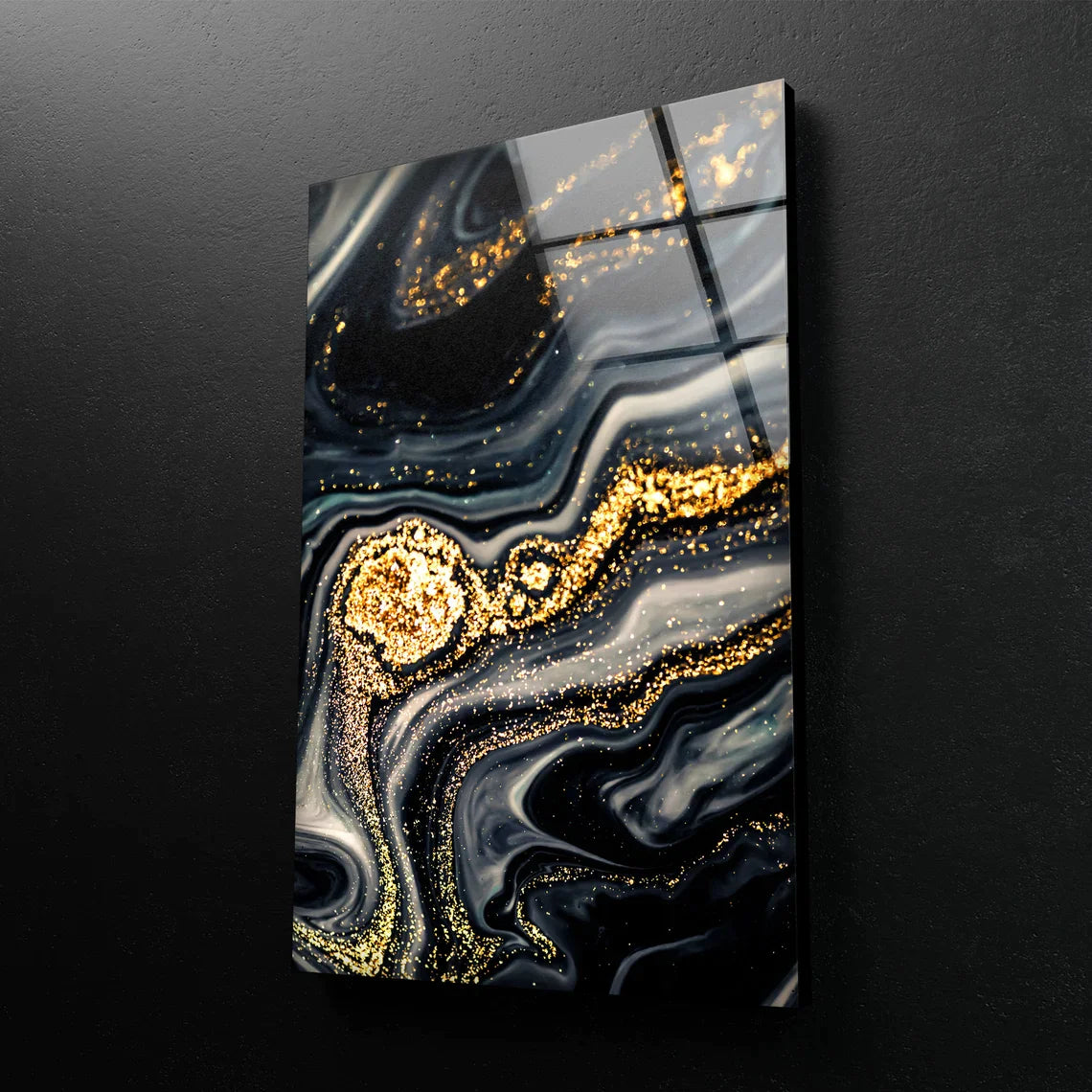 Black Gold Abstract UV Direct Aluminum Print Australian Made Quality