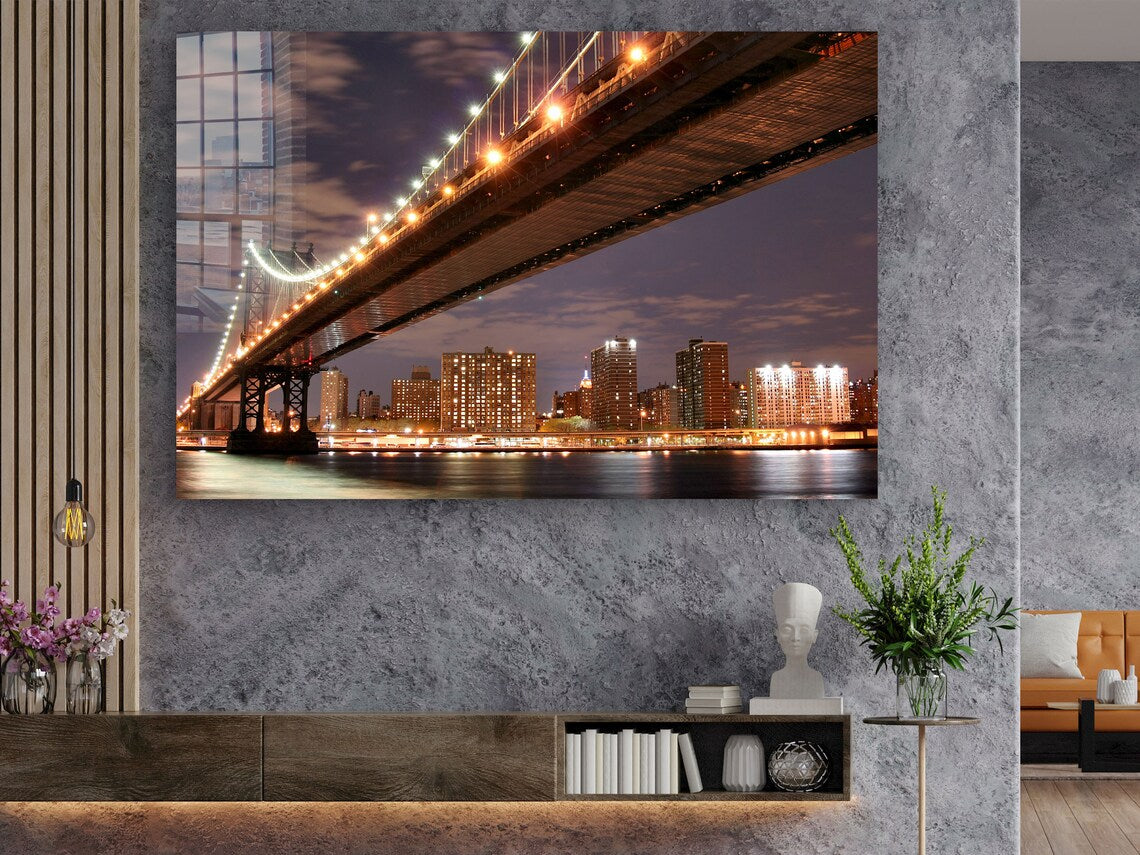 Night Bridge View UV Direct Aluminum Print Australian Made Quality