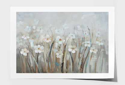 White Flower Field Oil Painting Wall Art Limited Edition High Quality Print