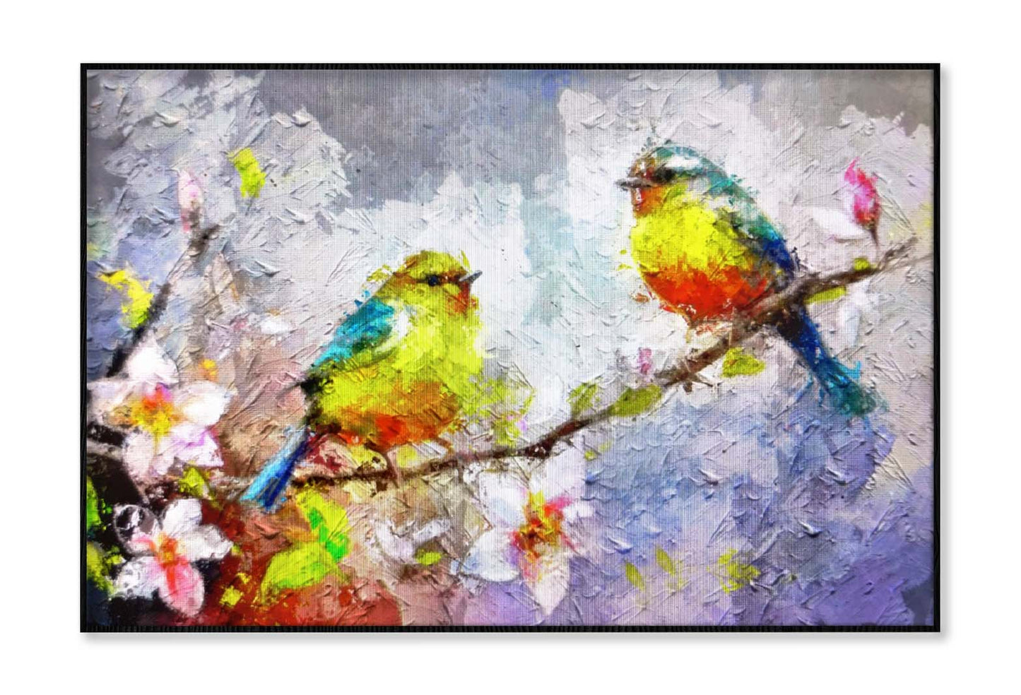 Painting Of Bird and Spring Flower Wall Art Limited Edition High Quality Print