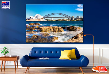 View Of the Sydney Opera House & Harbor Bridge Wall Art Decor 100% Australian Made