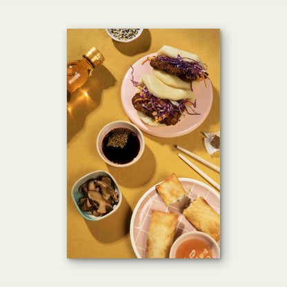 Asian Bao Buns Spring Rolls 40x60cm Metal Print Ready to Hang