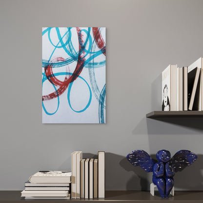 Teal and Red Abstract Swirls 60x90cm Metal Print Ready to Hang