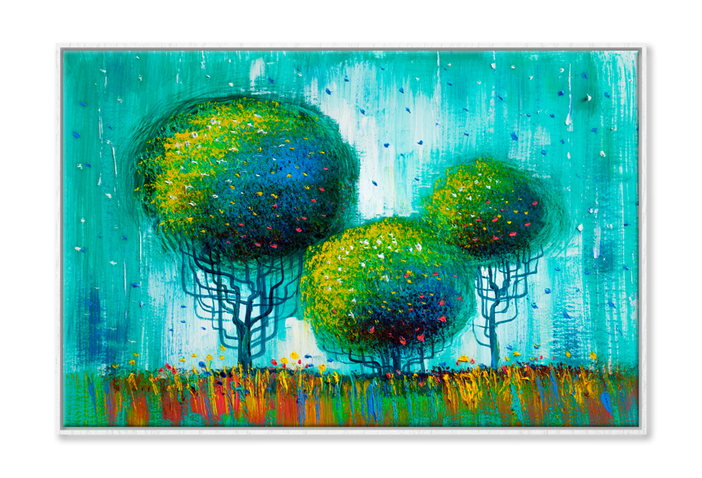 Artistic Trees Oil Painting Wall Art Limited Edition High Quality Print Canvas Box Framed White