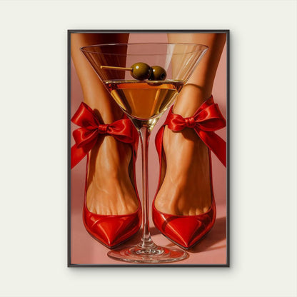 Red High Heels and Wine Glass Magazine Cover Art Fashion Home Decor Premium Quality Poster Print Choose Your Sizes