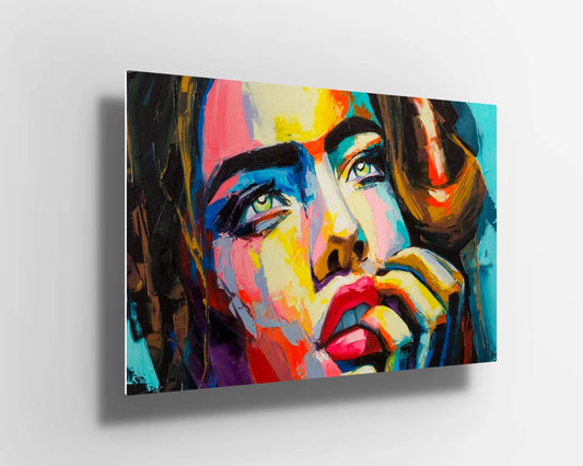 Woman face oil painting UV Direct Aluminum Print Australian Made Quality