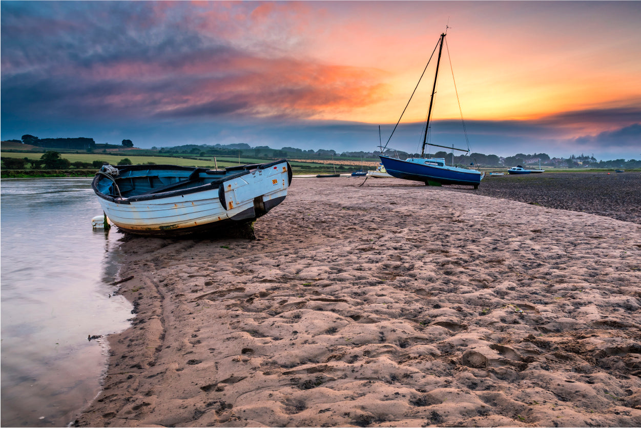 Boats on the Aln Estuary at Sunset Home Decor Premium Quality Poster Print Choose Your Sizes