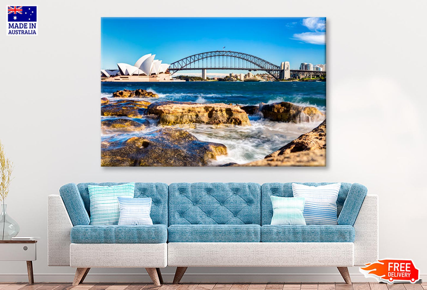 View Of the Sydney Opera House & Harbor Bridge Wall Art Decor 100% Australian Made