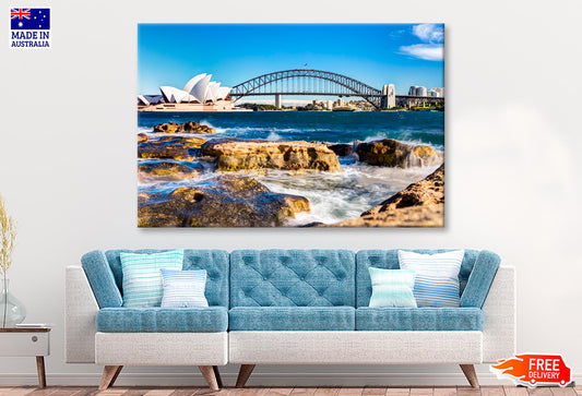 View Of the Sydney Opera House & Harbor Bridge Wall Art Decor 100% Australian Made