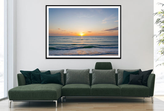 Sunset over the Ocean with Sky & Clouds Home Decor Premium Quality Poster Print Choose Your Sizes