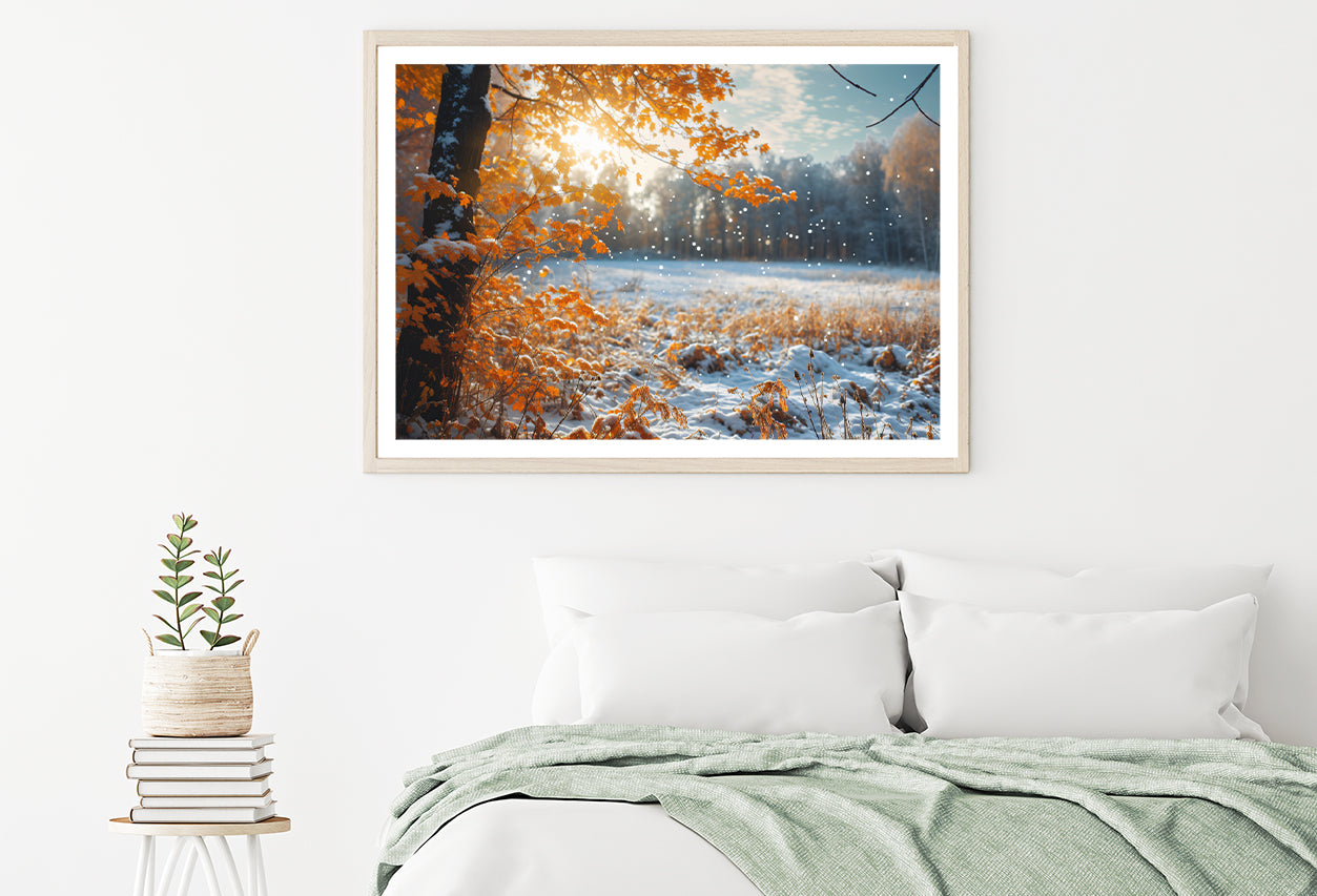 Winter with Autumn Leaves Home Decor Premium Quality Poster Print Choose Your Sizes