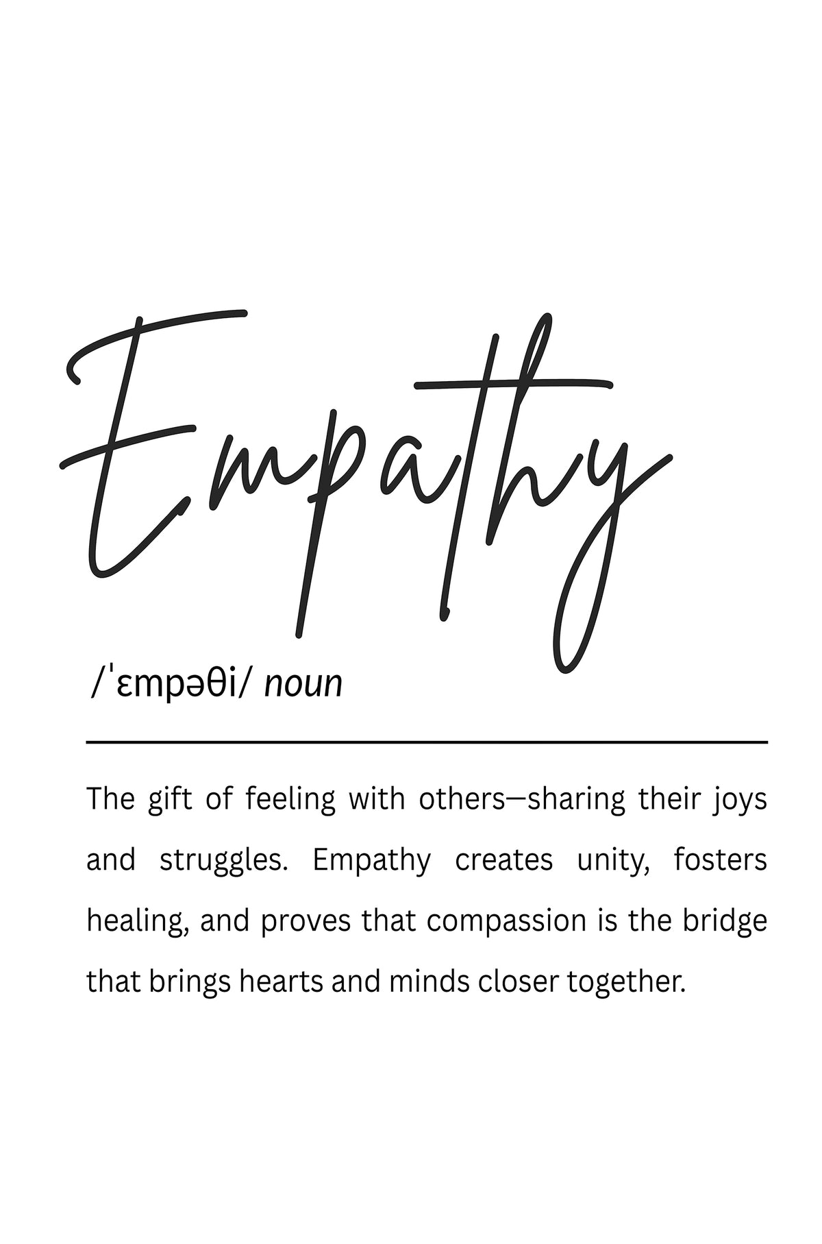 Empathy Definition Typography 40x60cm Metal Print Ready to Hang