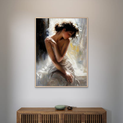 Woman White Dress Oil Painting Fashion Home Decor Premium Quality Poster Print Choose Your Sizes