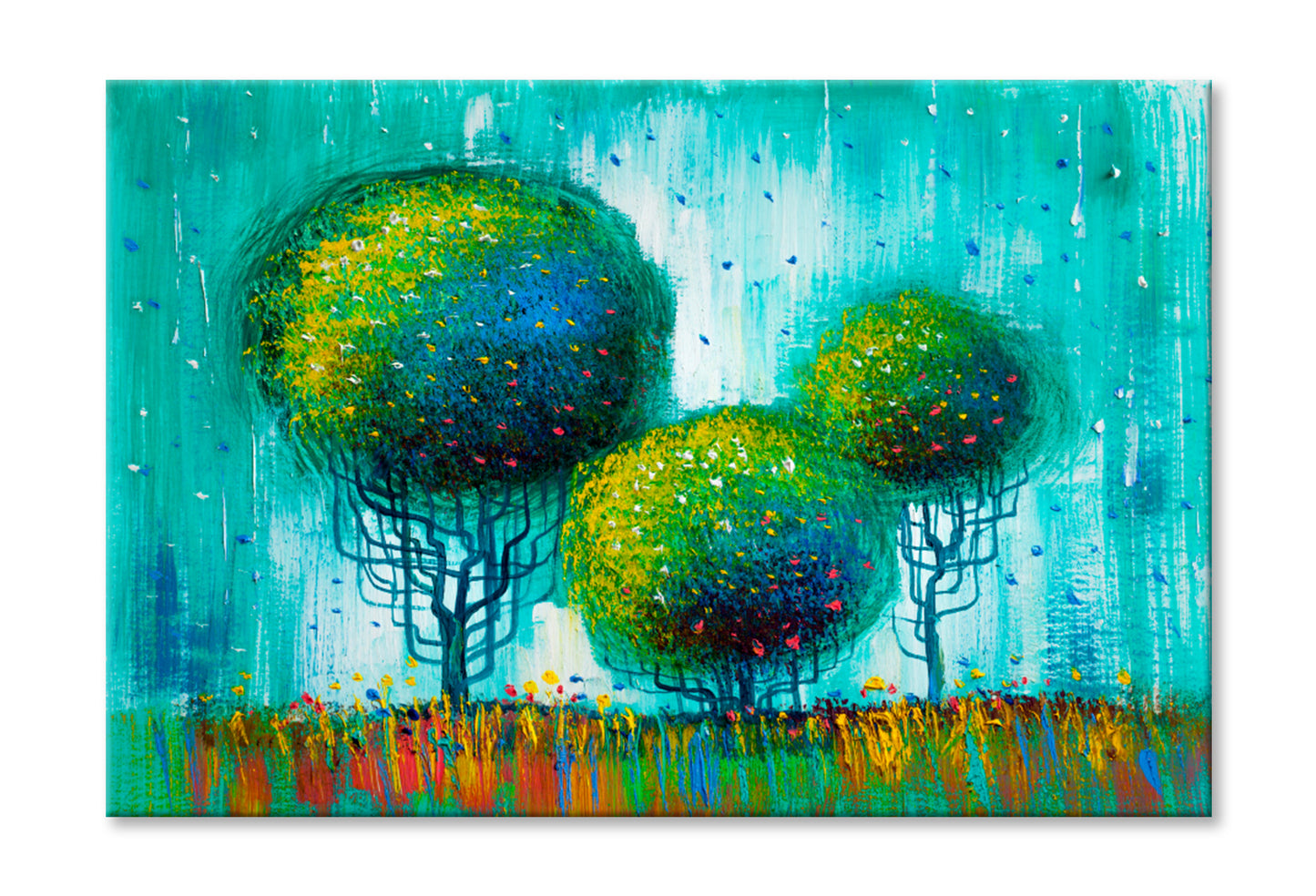 Artistic Trees Oil Painting Wall Art Limited Edition High Quality Print Stretched Canvas None