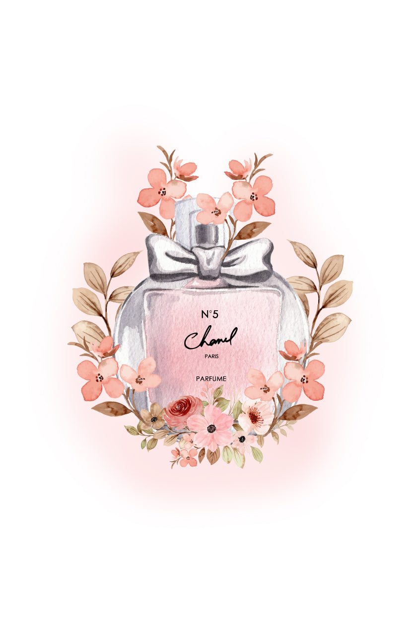 Luxury Perfume with Light Pink Flowers Print 100% Australian Made