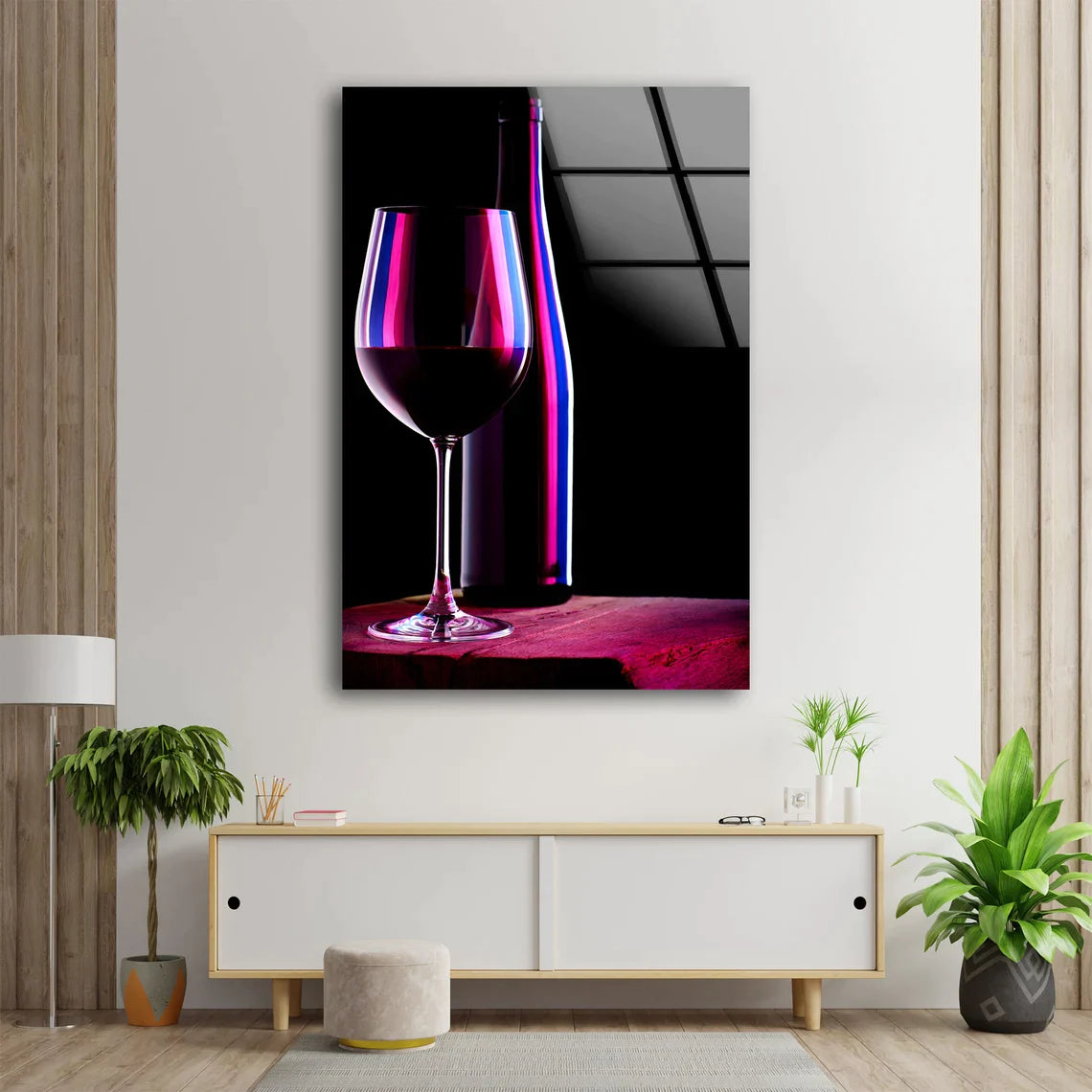 Wine Bottle & Glass UV Direct Aluminum Print Australian Made Quality