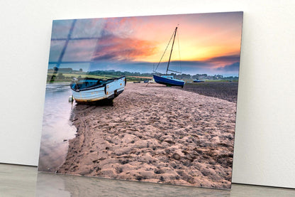 Boats on the Aln Estuary at Sunset Acrylic Glass Print Tempered Glass Wall Art 100% Made in Australia Ready to Hang