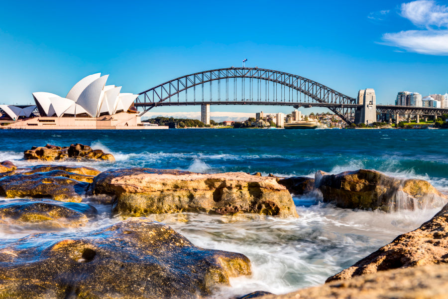 View Of the Sydney Opera House & Harbor Bridge Home Decor Premium Quality Poster Print Choose Your Sizes