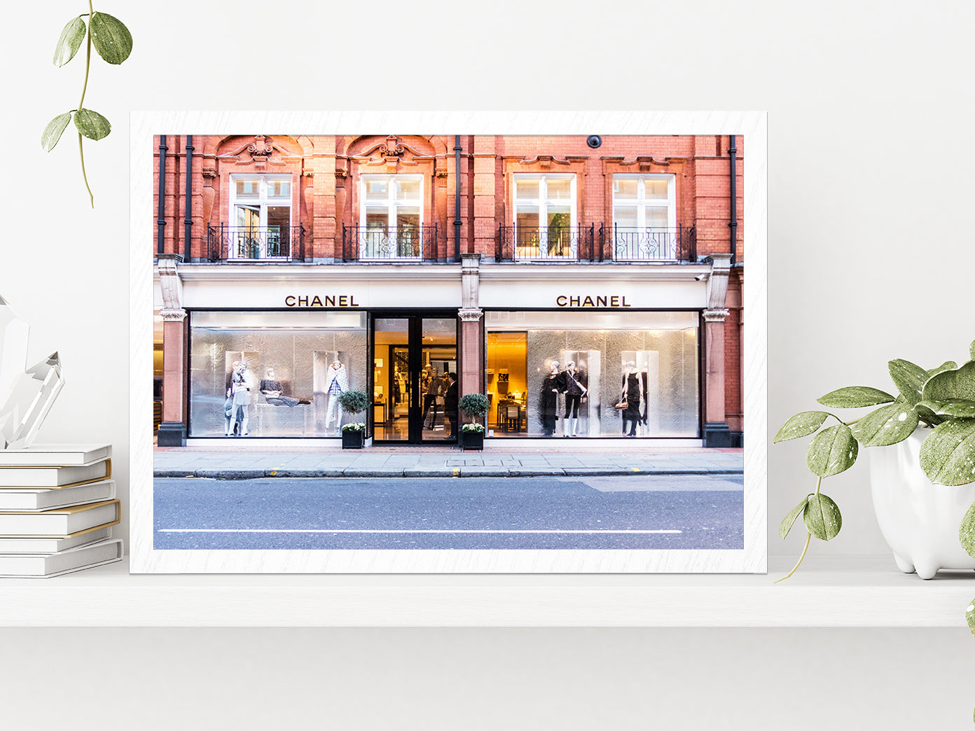 Fashion Store View in New Bond Street Photograph Glass Framed Wall Art, Ready to Hang Quality Print Without White Border White