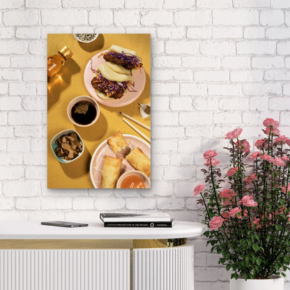 Asian Bao Buns Spring Rolls 40x60cm Metal Print Ready to Hang