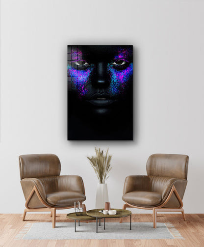 Woman in Blue Glitter UV Direct Aluminum Print Australian Made Quality