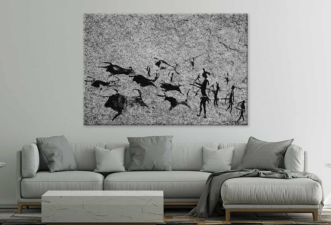 Stone Age Cave Drawing Scene Wall Art Decor 100% Australian Made