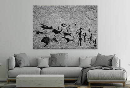 Stone Age Cave Drawing Scene Wall Art Decor 100% Australian Made