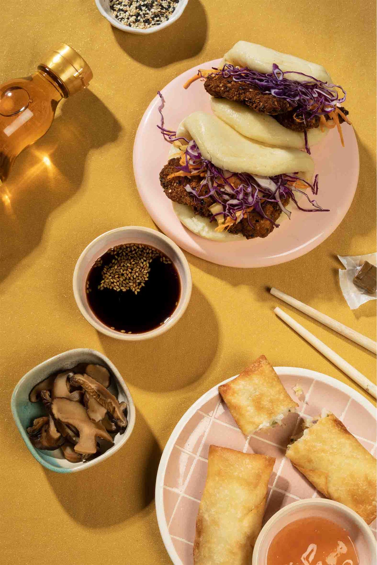 Asian Bao Buns Spring Rolls 40x60cm Metal Print Ready to Hang