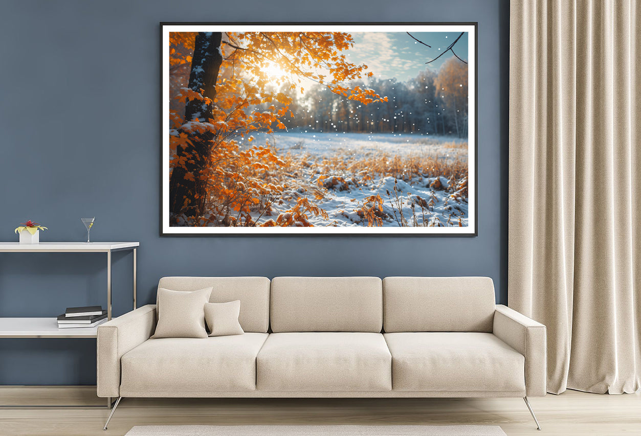 Winter with Autumn Leaves Home Decor Premium Quality Poster Print Choose Your Sizes