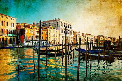 Boat On Lake Amazing Venice - Artwork in Painting Style Acrylic Glass Print Tempered Glass Wall Art 100% Made in Australia Ready to Hang