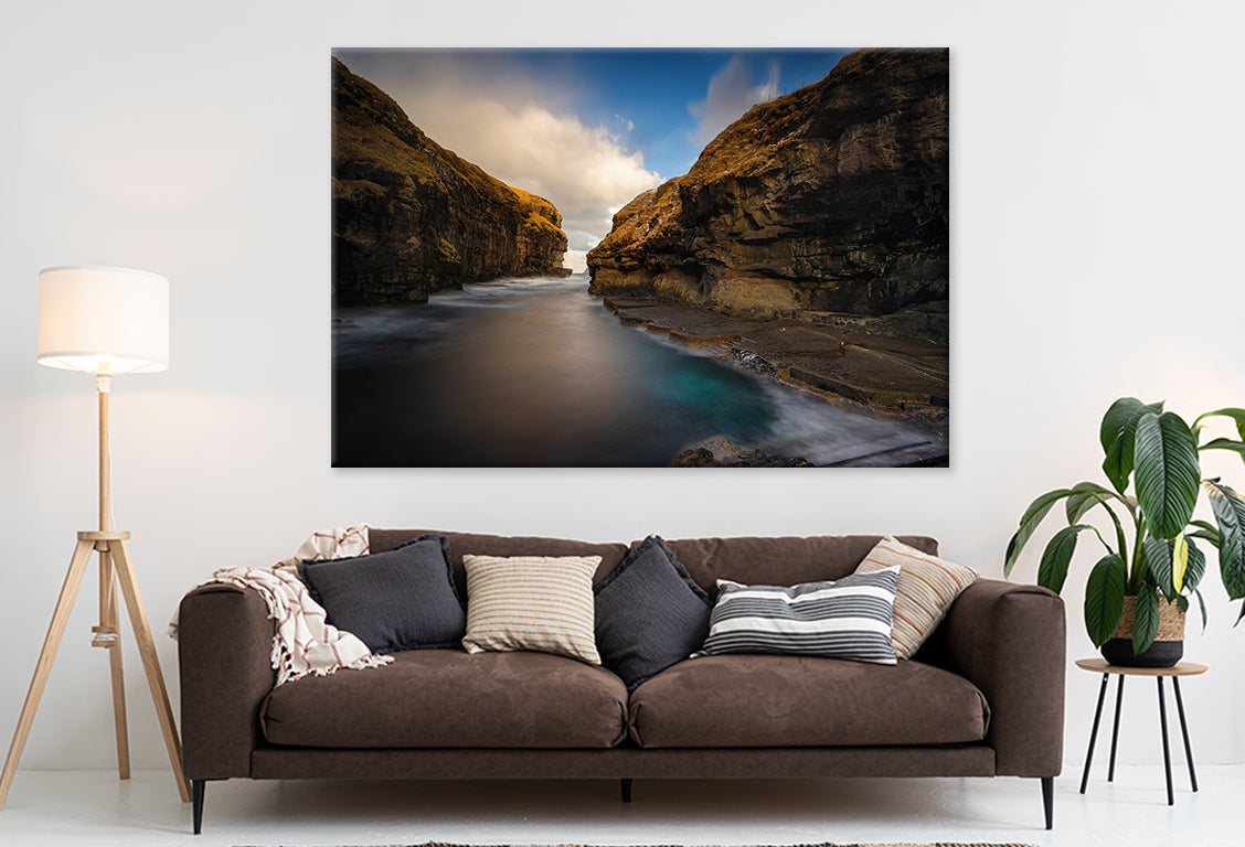 Gjogv Harbor in Faroe Islands Wall Art Decor 100% Australian Made