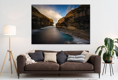 Gjogv Harbor in Faroe Islands Wall Art Decor 100% Australian Made