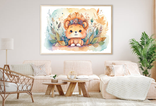 Lion Cub Watercolor Style Home Decor Premium Quality Poster Print Choose Your Sizes