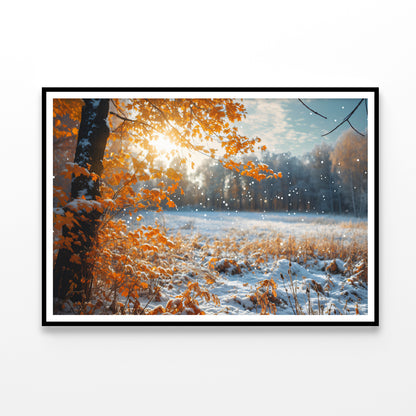 Winter with Autumn Leaves Home Decor Premium Quality Poster Print Choose Your Sizes