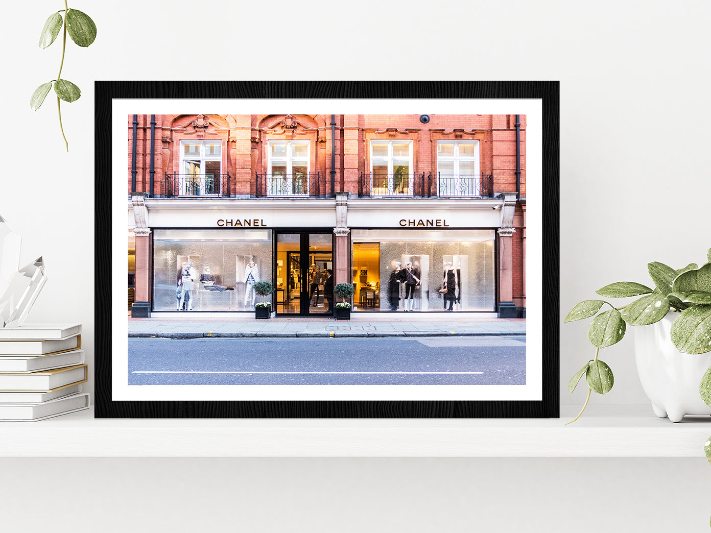 Fashion Store View in New Bond Street Photograph Glass Framed Wall Art, Ready to Hang Quality Print With White Border Black