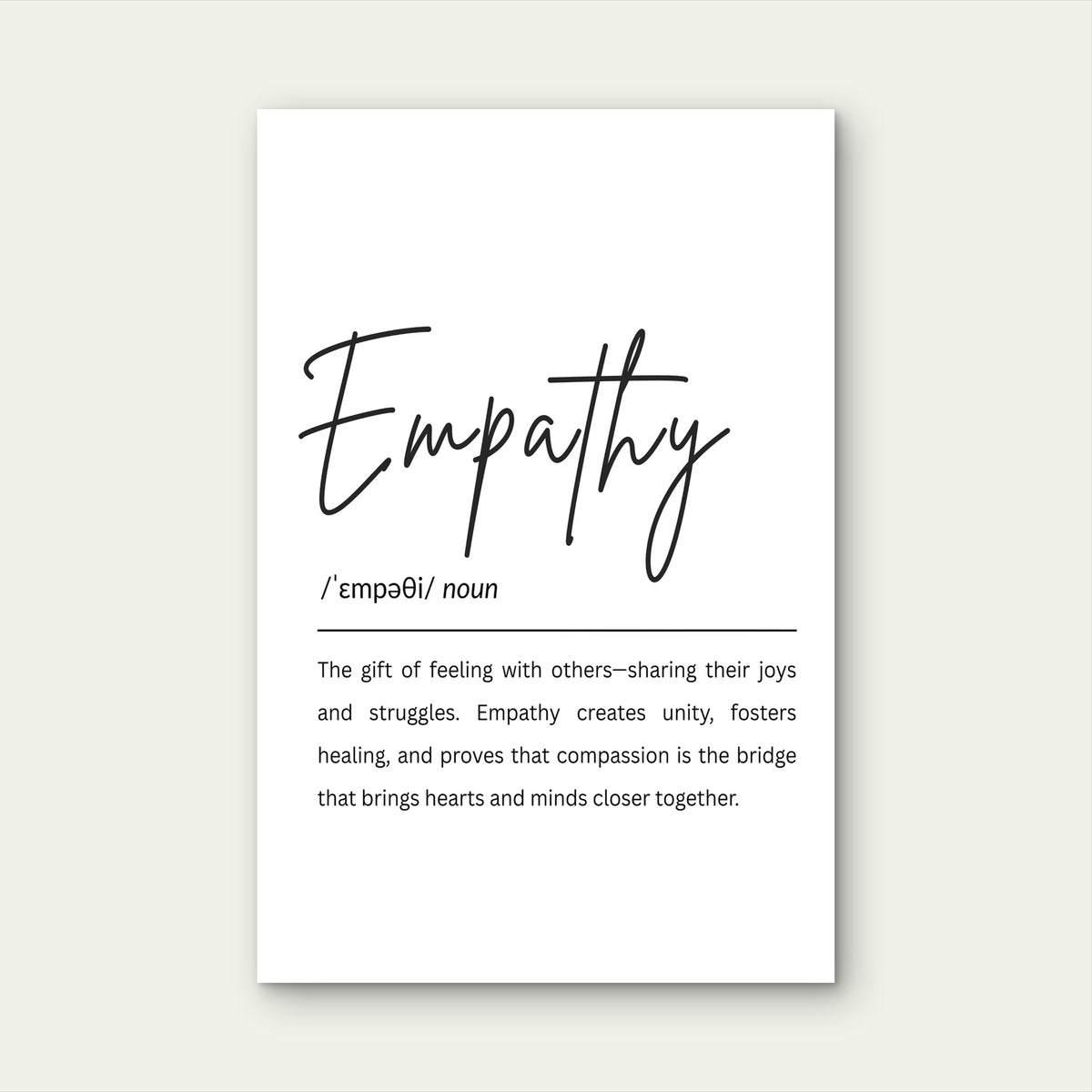 Empathy Definition Typography 40x60cm Metal Print Ready to Hang