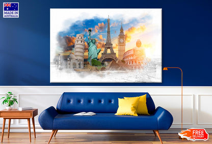 Famous Landmarks of The WorldWall Art Decor 100% Australian Made