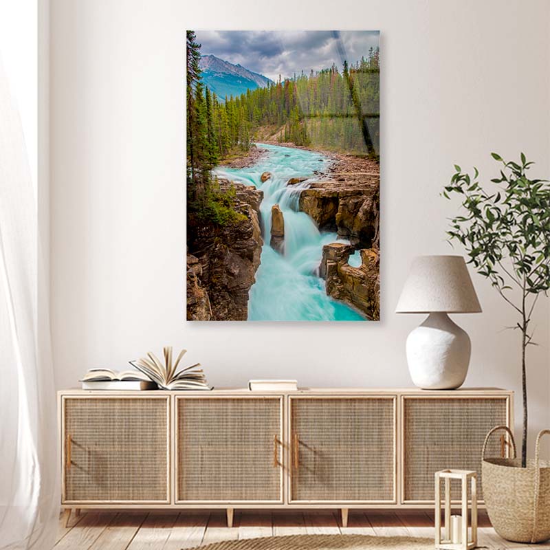 Waterfalls in the Mountains Acrylic Glass Print Tempered Glass Wall Art 100% Made in Australia Ready to Hang