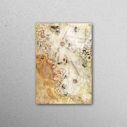 Piri Reis Vintage Map Acrylic Glass Print Tempered Glass Wall Art 100% Made in Australia Ready to Hang