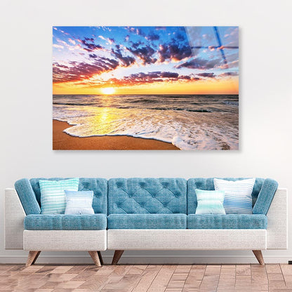 Brilliant Ocean Beach Sunrise Acrylic Glass Print Tempered Glass Wall Art 100% Made in Australia Ready to Hang