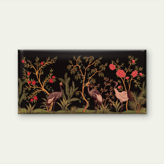 Chinoiserie Crane Bird Pattern Wall Art Canvas Office Home Room Framed 120x60cm