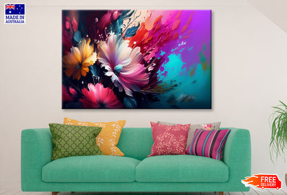 Abstract Colorful Flowers Oil Painting Wall Art Limited Edition High Quality Print