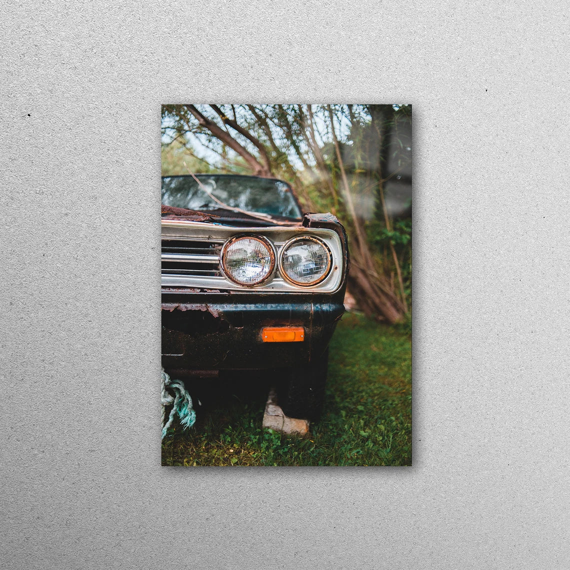 Old Car in Jungle Acrylic Glass Print Tempered Glass Wall Art 100% Made in Australia Ready to Hang