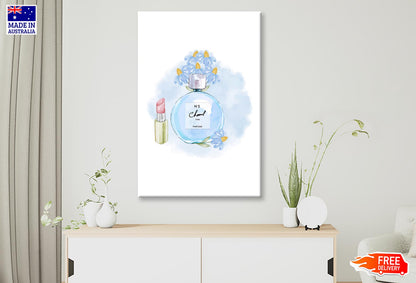 Light Blue Perfume with Lipstick Wall Art Limited Edition High Quality Print