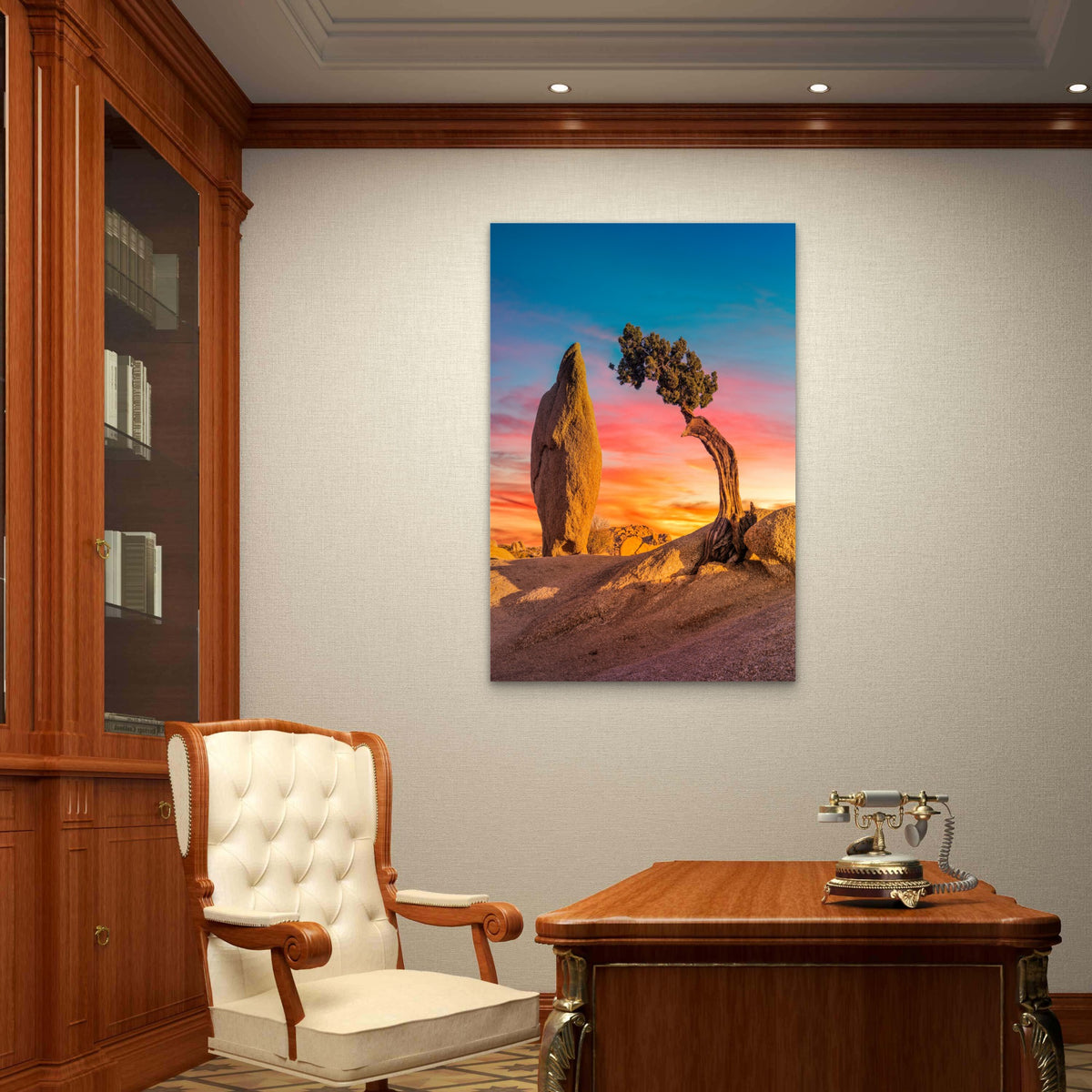 Sunset Joshua Tree Desert Nature 40x60cm Metal Print Ready to Hang