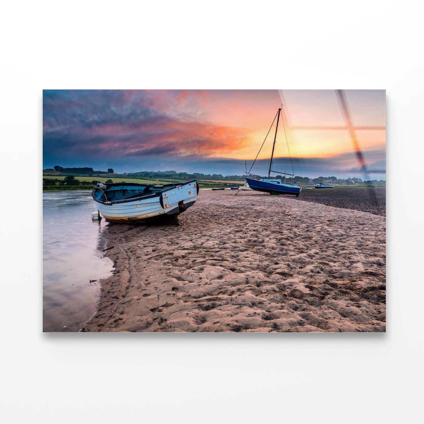 Boats on the Aln Estuary at Sunset Acrylic Glass Print Tempered Glass Wall Art 100% Made in Australia Ready to Hang