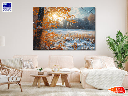 Winter with Autumn Leaves Print 100% Australian Made