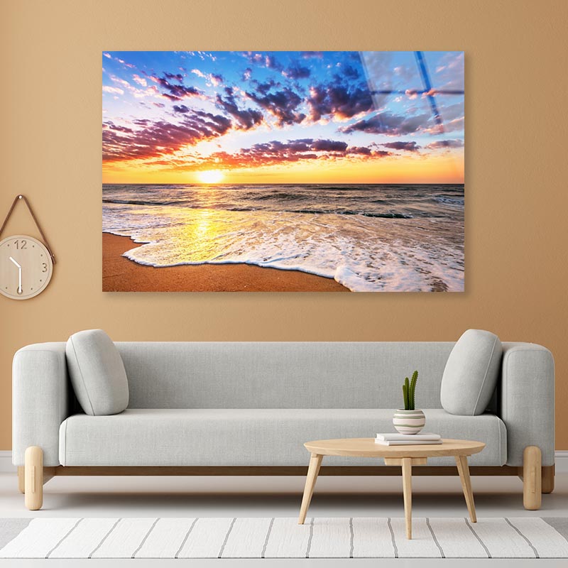 Brilliant Ocean Beach Sunrise Acrylic Glass Print Tempered Glass Wall Art 100% Made in Australia Ready to Hang