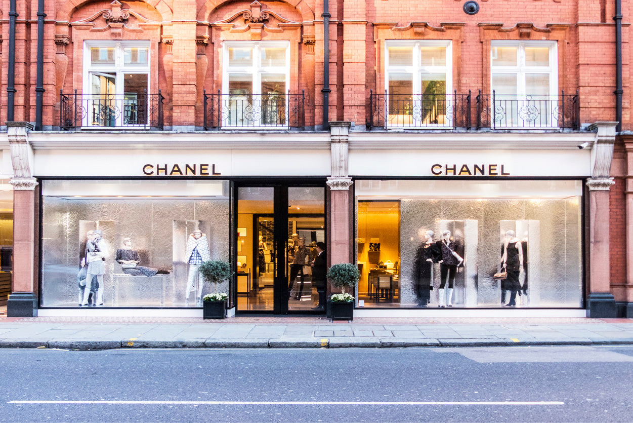 Fashion Store View in New Bond Street Photograph Glass Framed Wall Art, Ready to Hang Quality Print