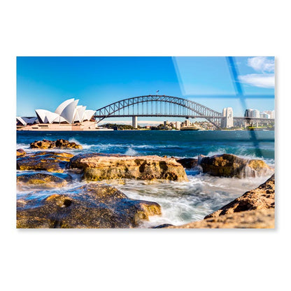 View Of the Sydney Opera House & Harbor Bridge Acrylic Glass Print Tempered Glass Wall Art 100% Made in Australia Ready to Hang